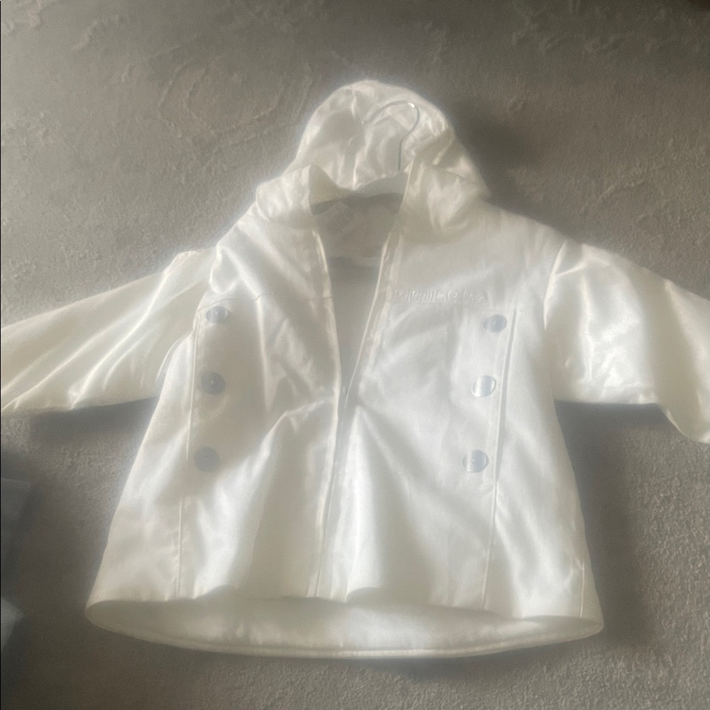 Kids White Hooded Raincoat